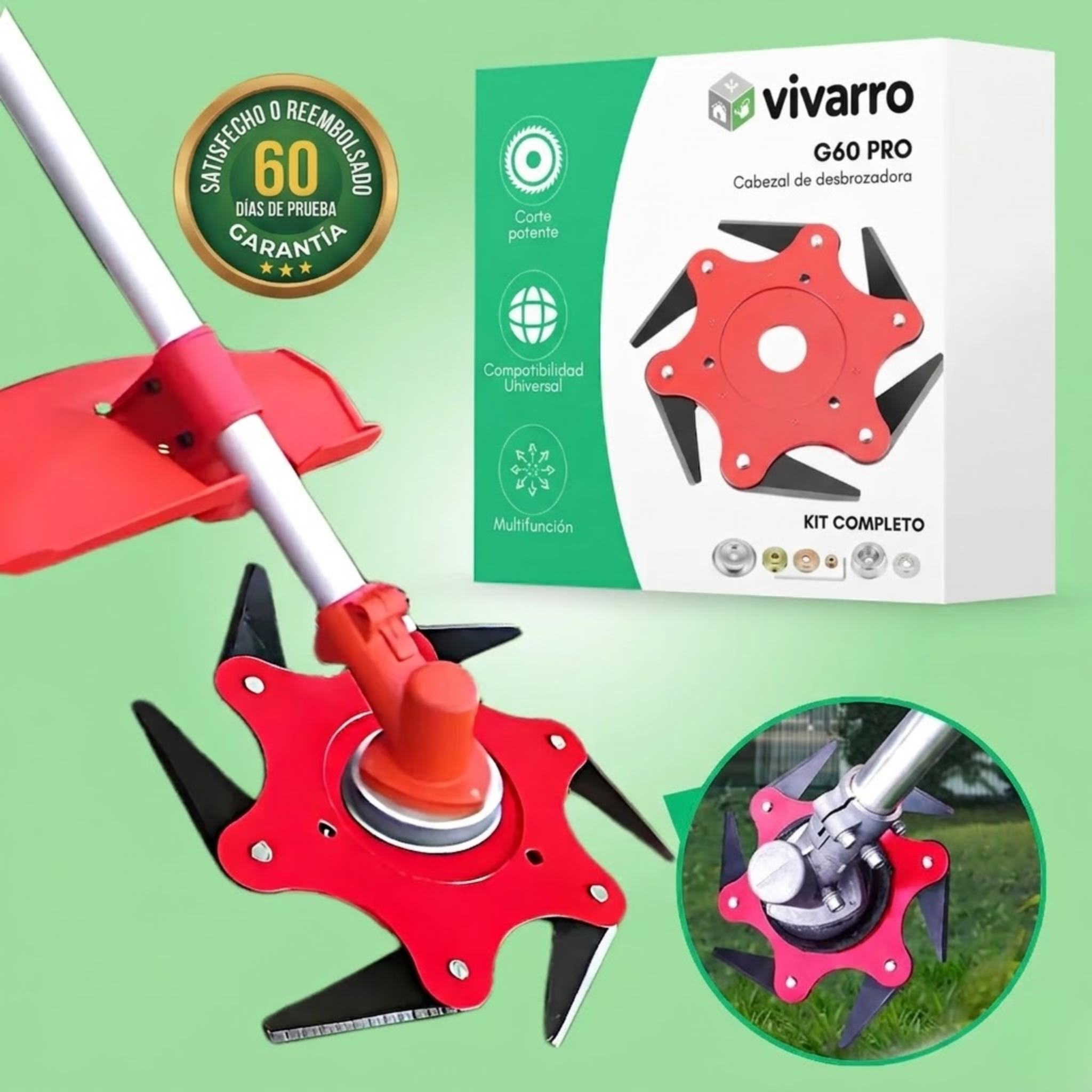 G60 PRO | Cabezal universal para desbrozadora | Herramienta versátil para un jardín impecable