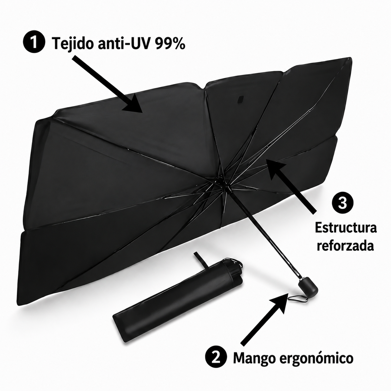 SunBloc | Parasol plegable para parabrisas | Bloquea el calor y los rayos UV