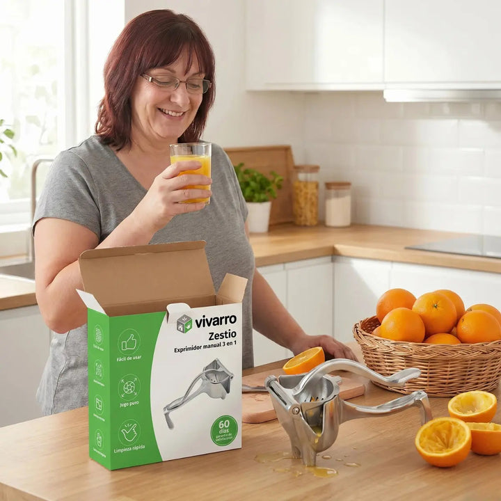 CitruMax | Exprimidor manual de acero 3 en 1 | Zumo fresco en segundos Vivarro