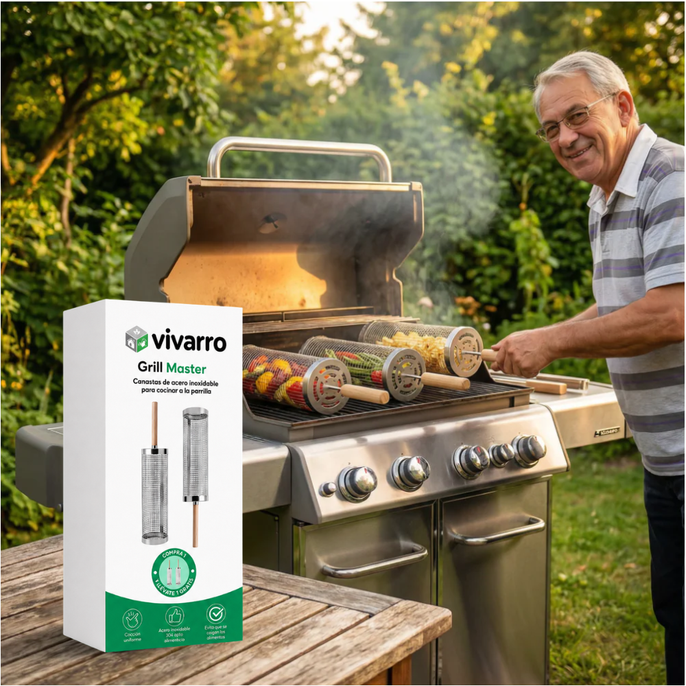 Kit GrillMaster 2x1 con dos canastas de acero inoxidable para asador