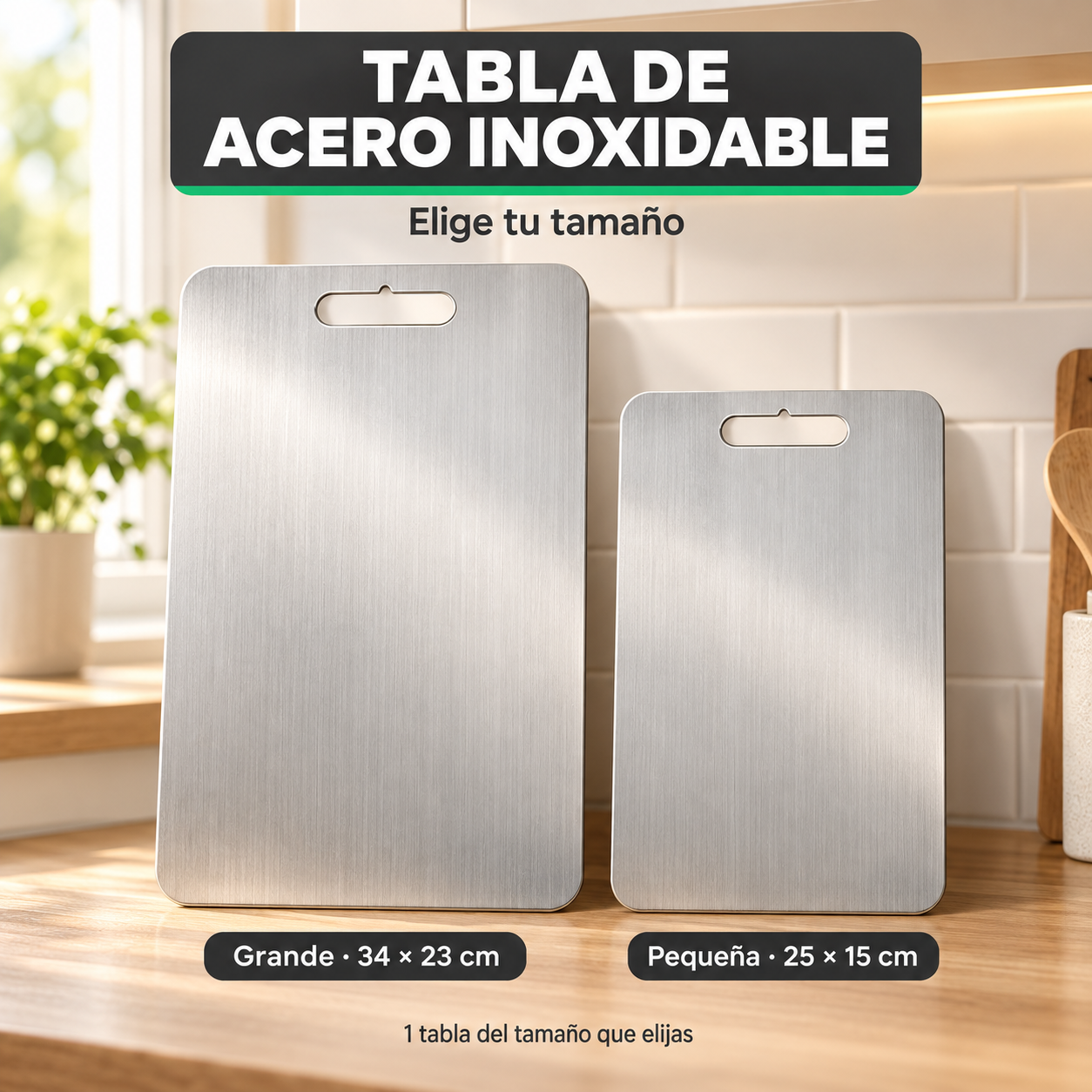 Tabla de cortar de acero inoxidable